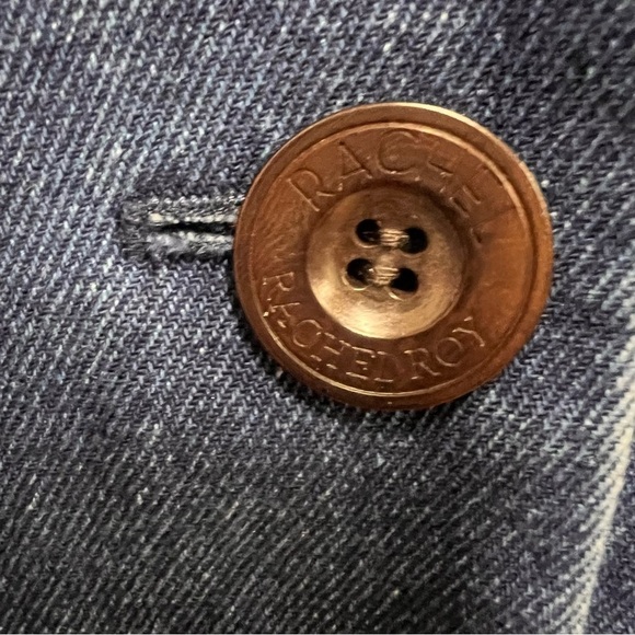 RACHEL Rachel Roy Denim Peplum Style Two Button Blazer size small - Picture 8 of 13